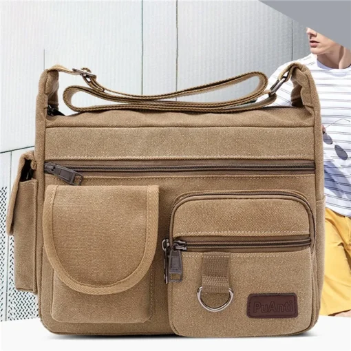 Bolsa a Tiracolo de Lona Masculina Casual