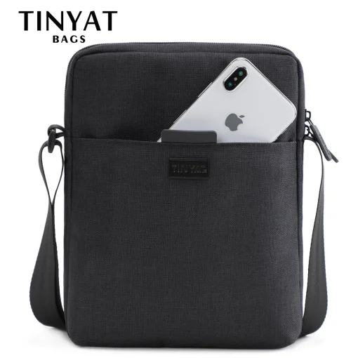 Bolsa a tiracolo de lona leve TINYAT para homens para iPad de 7,9