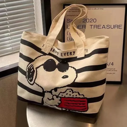 Bolsa de Lona Linda e Fofa do Snoopy para Estudantes