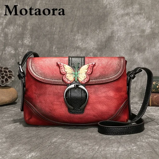 Bolsa feminina MOTAORA de couro genuíno retrô