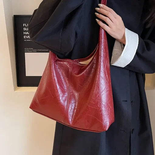 Bolsa tiracolo de couro PU macio para mulheres, versátil para trabalho, casual, vintage, feminina, elegante, grande capacidade