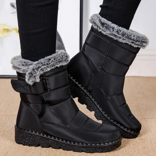 Botas De Neve Femininas Sólidas Plataforma