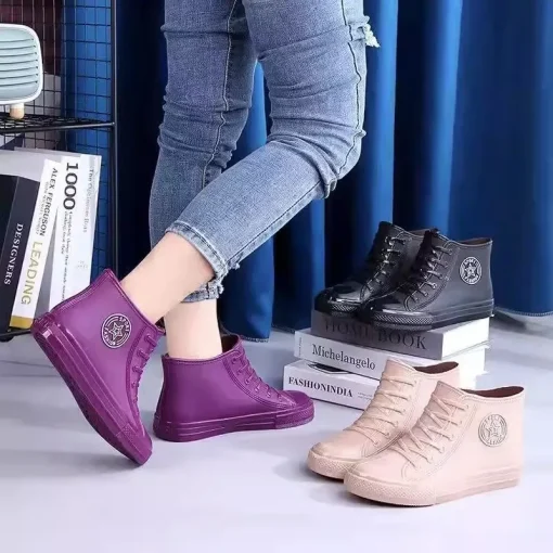 Botas de chuva novas femininas curtas para adultos