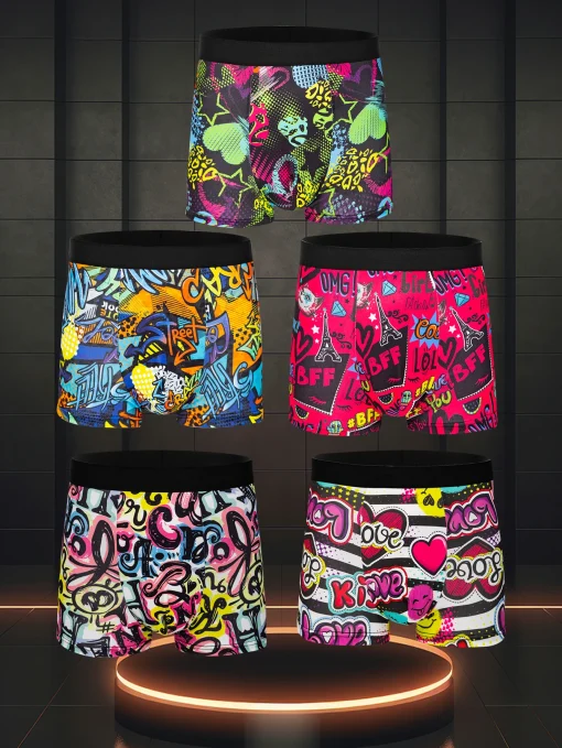 Boxer masculino estampado 5 peças