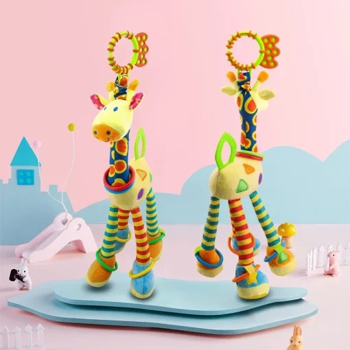 Brinquedo de pelúcia girafa chocalho animal girafa macia