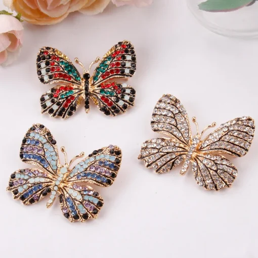 Broche Borboleta Strass Brilhante Coloridos Opcional