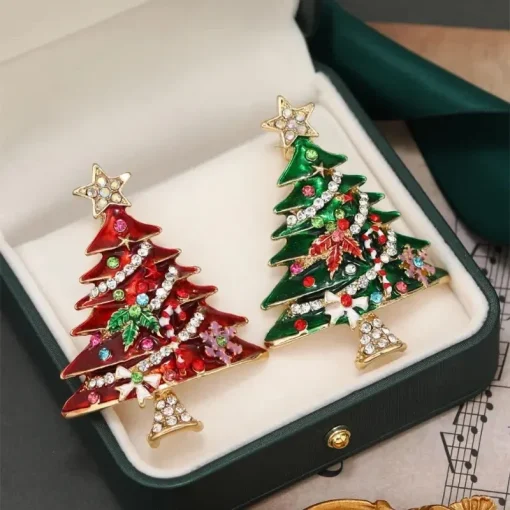 Broche esmaltado de Natal, árvore de Natal