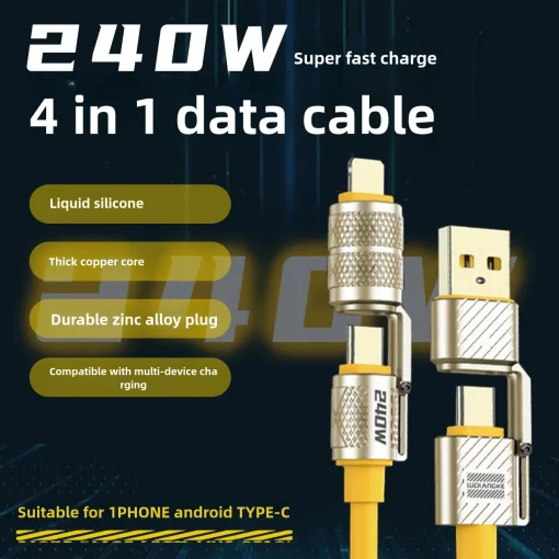 Cabo 4 em 1 de carregamento super rápido 240W