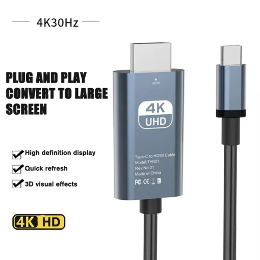 Cabo Adaptador Tipo C para HDMI 4k 30Hz USB C