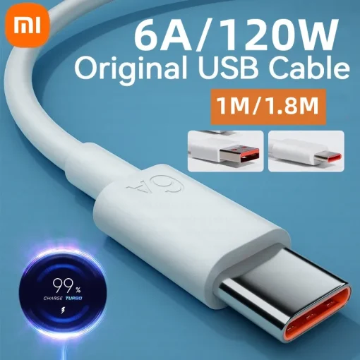 Cabo Carregador Xiaomi Original 6A Tipo C 120w