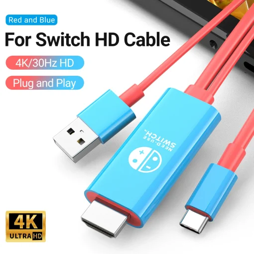 Cabo Tipo C para HDMI com carregamento USB de 5 V