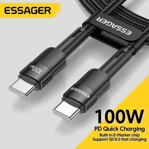 Cabo USB C para USB C PD 100W Essager para Carregamento Rápido