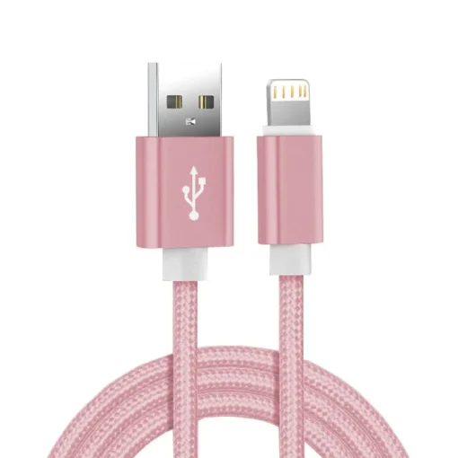 Cabo carregador USB com nylon trançado para iPhone e iPad