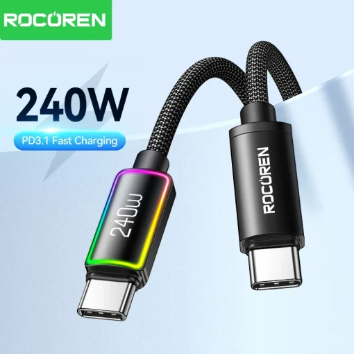 Cabo de carregamento rápido tipo C Rocoren 240W 5A