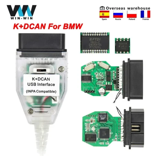 Cabo de interface USB KDCAN OBDII para BMW