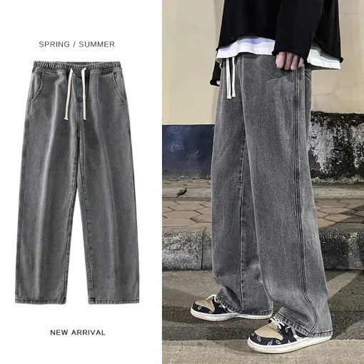 Calça Jeans Outono Coreano Y2k Cintura Amarração