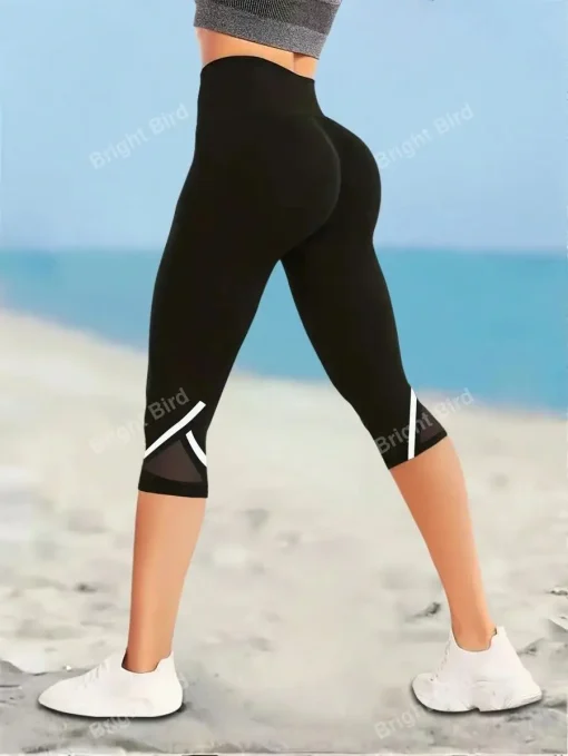 Calça Legging Capric Capri de Cintura Alta Mesh Ioga