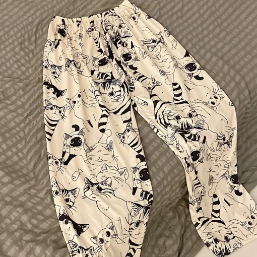 Calça Pijama Feminina Desenho Gato Moe Big Battle