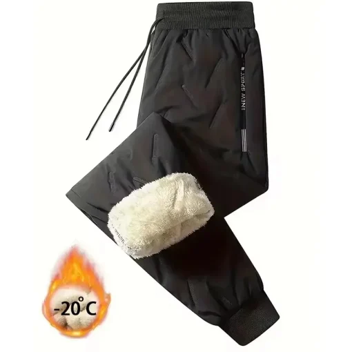 Calça Térmica de Inverno Masculina, Revestida de Veludo