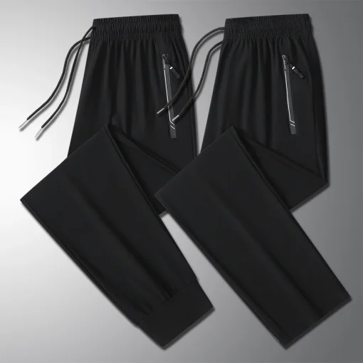 Calça de Corrida Corrida Casual Verão Fina Elástica Calça Esportiva Secagem Rápida Calça Reta de Seda Gelada