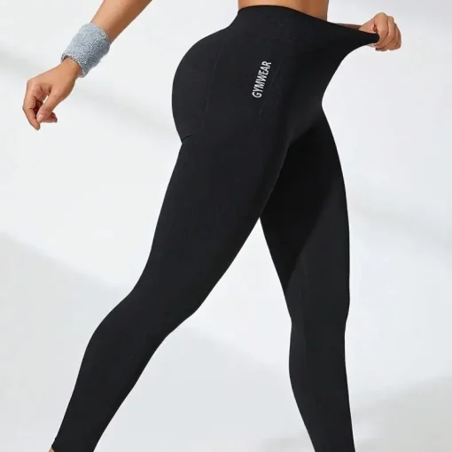 Calça de ioga Seamless de cós alto e modelagem