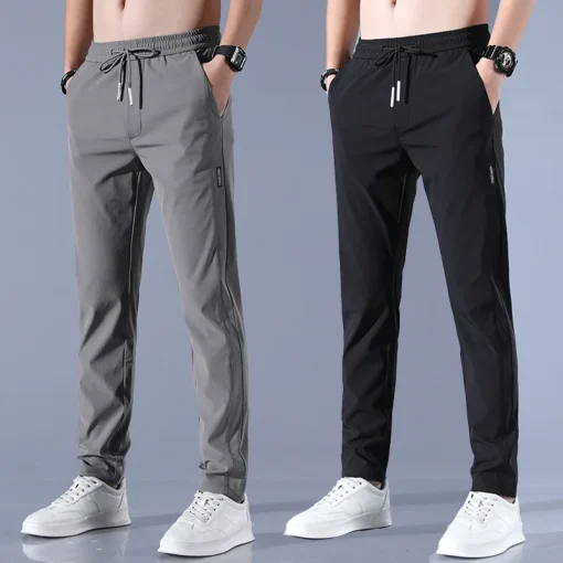 Calça masculina de seda gelada 2