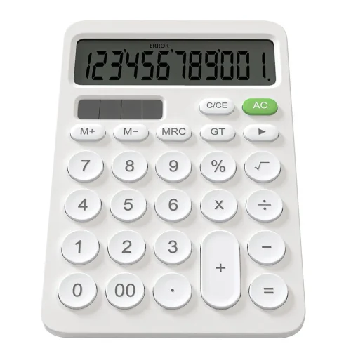 Calculadora de Mesa com Histórico Aprimorado e Função de Acompanhamento Rastreável Percentual LCD Grande de 2 Linhas 12 Dígitos NOVA