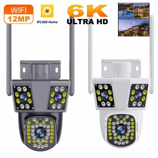 Câmera Externa WiFi 6K 12MP Zoom 8X Segurança