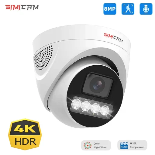 Câmera de Vigilância POE IP Onvif 4K 8MP 5MP 4MP