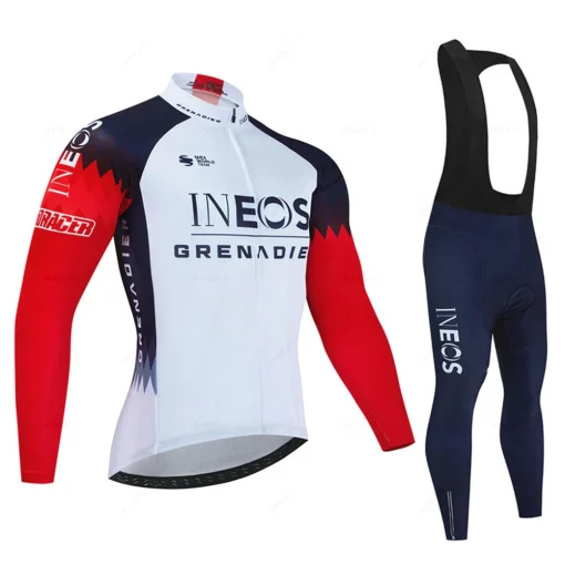 Camisa Ciclismo + Colete Bib MTB Outono 2024 Ineos