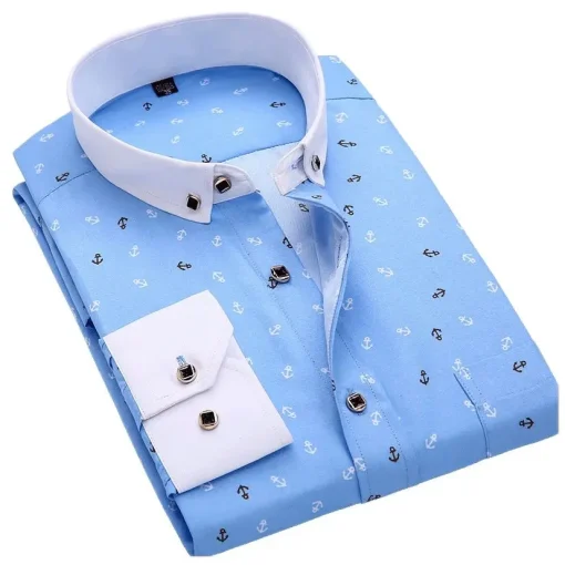 Camisa casual masculina de manga comprida estampada