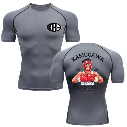 Camisa esportiva de compressão masculina para corrida