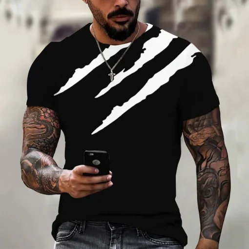 Camiseta 3D masculina de luxo grande