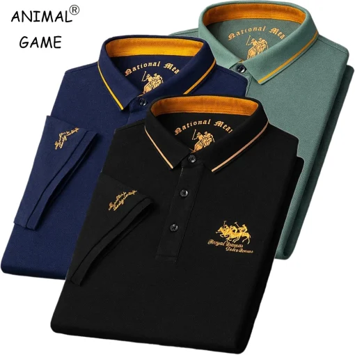 Camiseta Polo Masculina Bordada de Verão