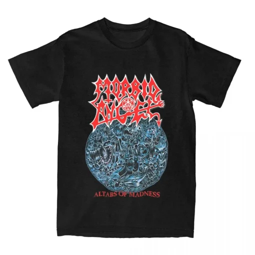 Camiseta de Algodão do Morbid Angel Death Metal Altars of Madness