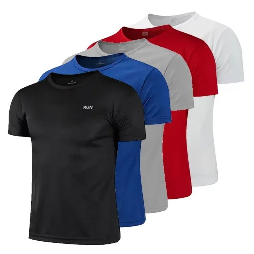 Camiseta de Treino Esportiva Masculina Manga Curta Secagem Rápida