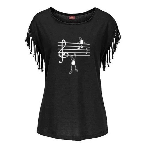 Camiseta feminina com estampa musical fashion 2021