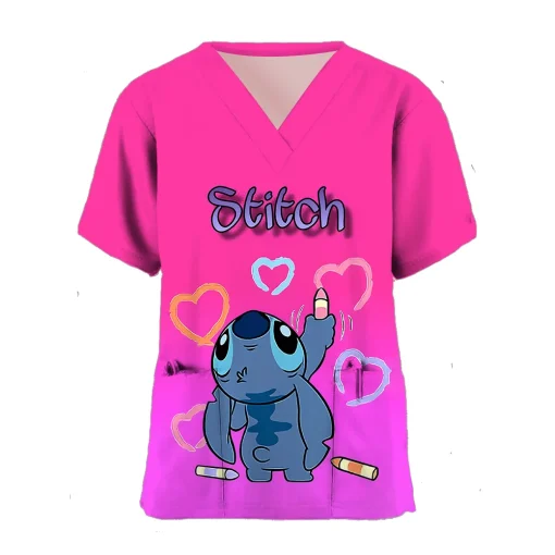 Camiseta feminina enfermeira Stitch Disney