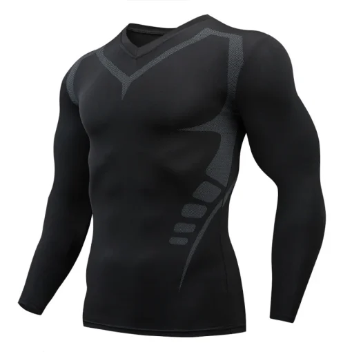 Camiseta masculina esportiva de corrida compressão fitness