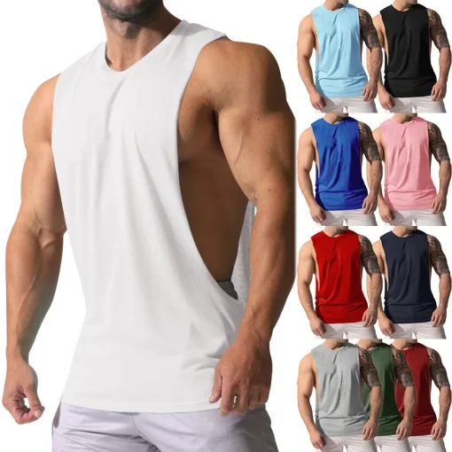 Camiseta masculina sem mangas em estoque 1 peça