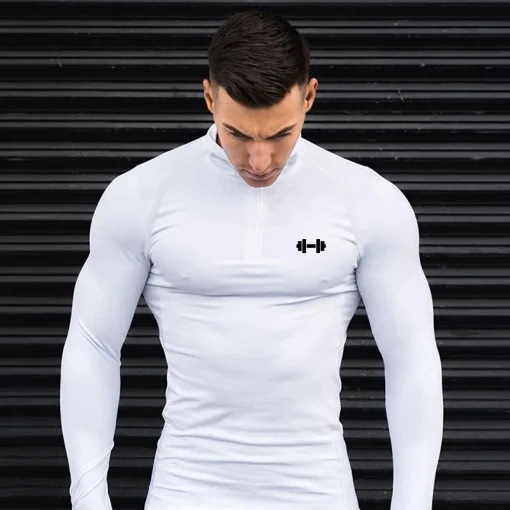 Camisetas de corrida masculinas, compressão Dumbbel