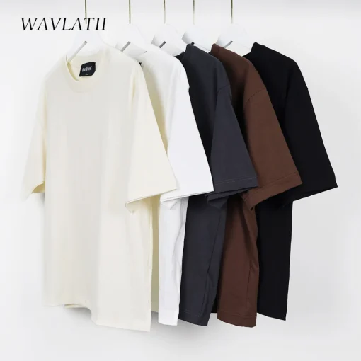 Camisetas oversized de verão WAVLATII para homens e mulheres