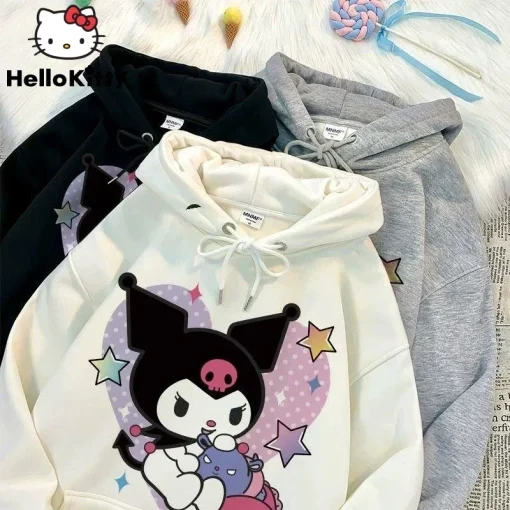 Camisola infantil Sanrio Kuromi desenho animado outono inverno 2023