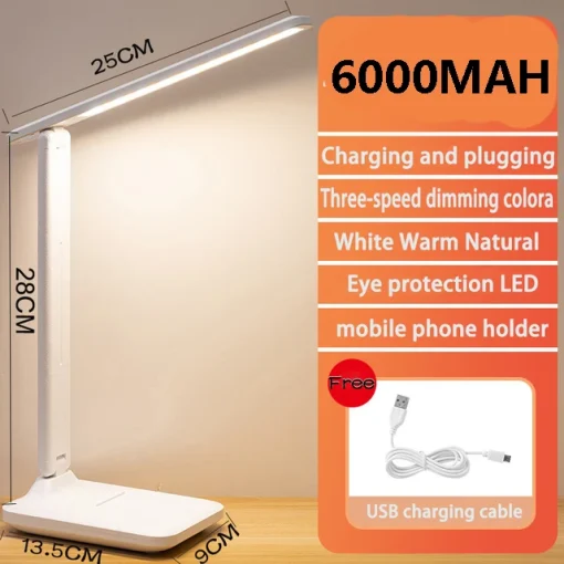 Candeeiro de Mesa LED Recarregável de 6000mAh