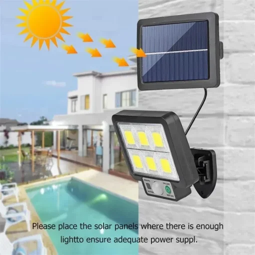 Candeeiro de parede de LED solar, 3 modos, sensor de movimento