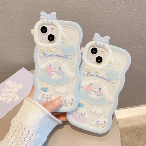 Capa Kawaii Sanrio Cinnamoroll com pulseira iPhone