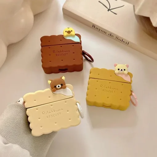 Capa protetora 3D Biscuit Urso para AirPods