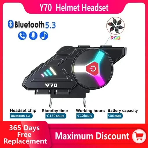 Capacete de Motocicleta Bluetooth Y70 V5.3