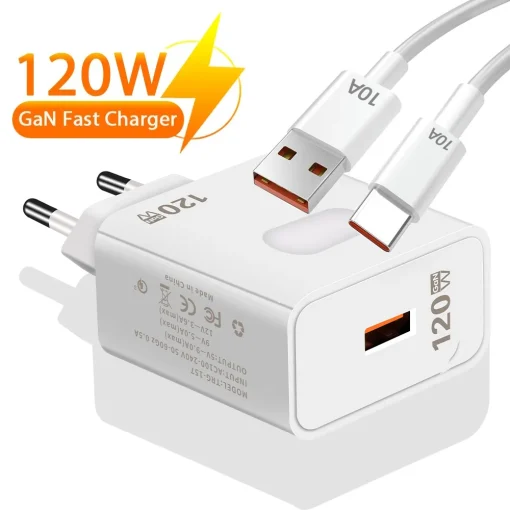 Carregador GaN USB de 120W e Carga Rápida