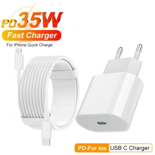 Carregador PD 35W UE Rápido de Parede Cabo para iPhone